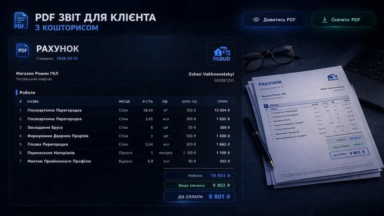 PDF кошторис для клієнта